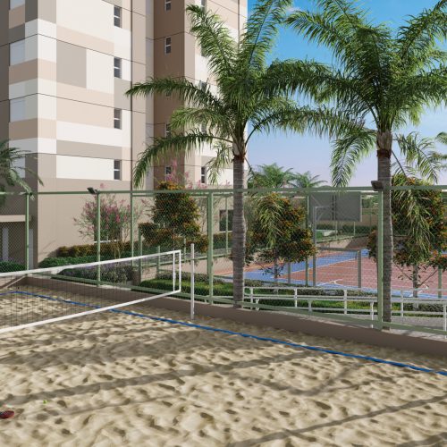 Quadra de beach tennis e quadra poliesportiva